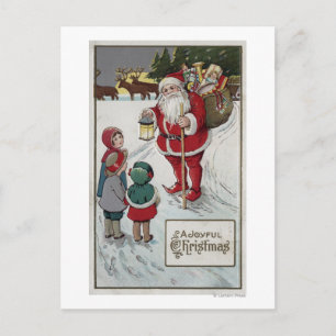 Christmas GreetingSanta Talking to Kids Holiday Postcard
