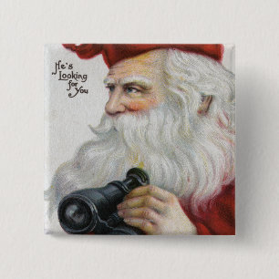Christmas GreetingSanta with Binoculars 15 Cm Square Badge