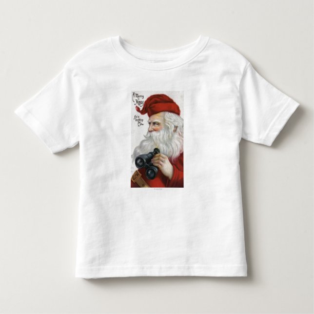 Christmas GreetingSanta with Binoculars Toddler T-Shirt (Front)