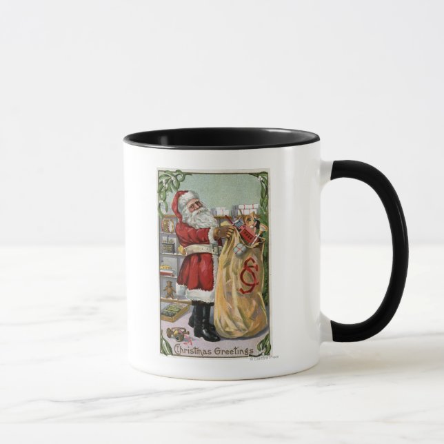 Christmas GreetingSanta with Large Sack Mug (Right)