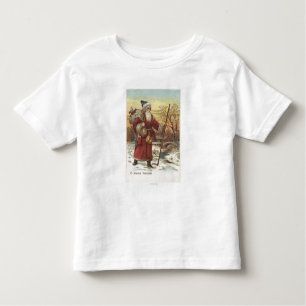 Christmas GreetingSanta with Walking Stick Toddler T-Shirt