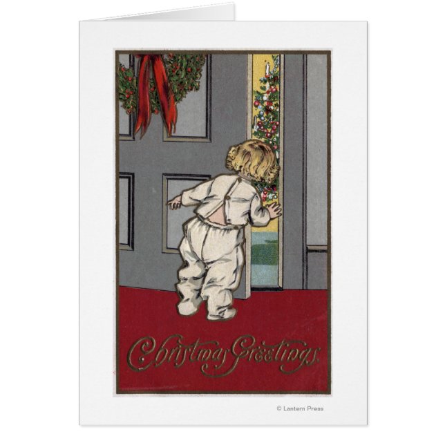 Christmas GreetingsKid Peeking for Santa (Front)