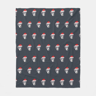 Christmas Grey and White Pit Bull Dog Fleece Blanket