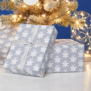 Christmas grey blue deep saturated cream ornament wrapping paper