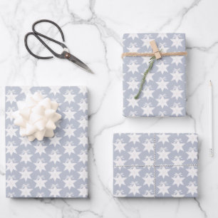 Christmas grey blue deep saturated cream ornament wrapping paper sheet