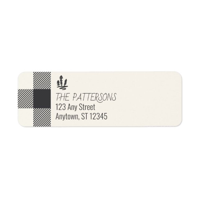 Christmas Grey Buffalo Plaid Return Address Return Address Label (Front)