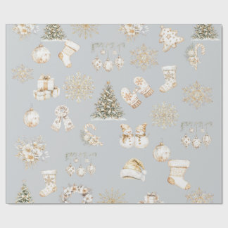 Christmas grey gold wrapping paper