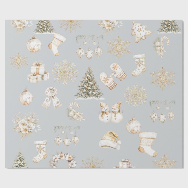 Christmas grey gold wrapping paper (Flat)