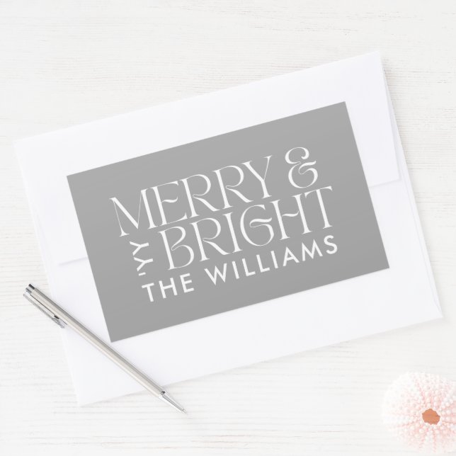 Christmas grey modern minimal elegant simple rectangular sticker (Envelope)