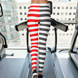Christmas Grey Red White Stripes Sporty Women Yoga Leggings