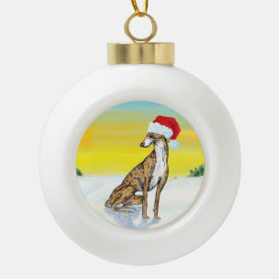 christmas greyhound ceramic ball christmas ornament