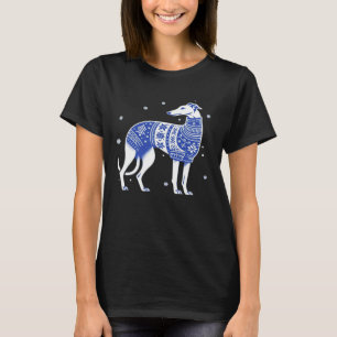 Christmas Greyhound Dog Wearing an Ugly Sweater Bl