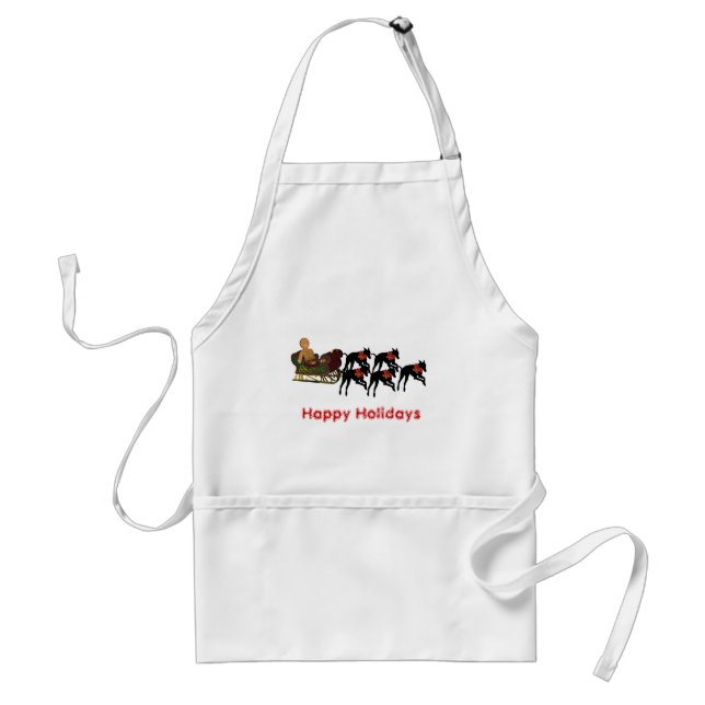 Christmas Greyhounds Sleigh Holiday Apron (Front)