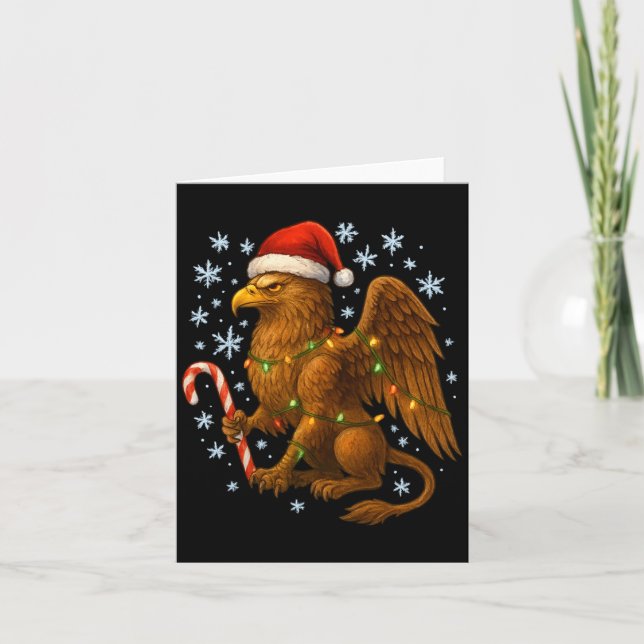 Christmas Griffin Magic Mythical Holiday Srit Long Card (Front)