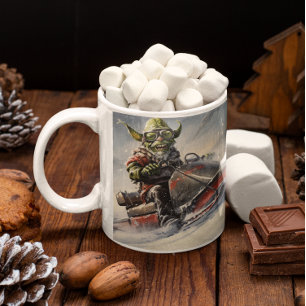 Christmas Grinch #5 riding a snowmobile    Coffee Mug