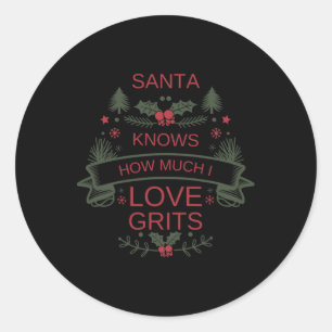Christmas Grits Lover Shirt For Comfort Foodies Classic Round Sticker