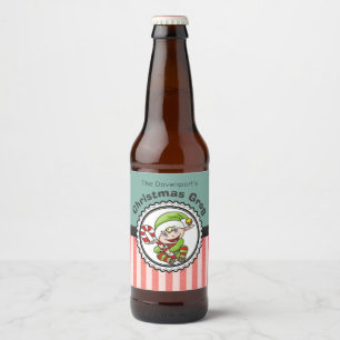 Christmas Grog with a Holiday Elf Illustration Beer Bottle Label