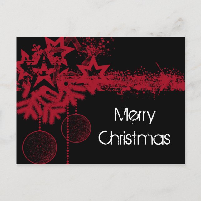 Christmas Grunge Red Design Holiday Postcard (Front)