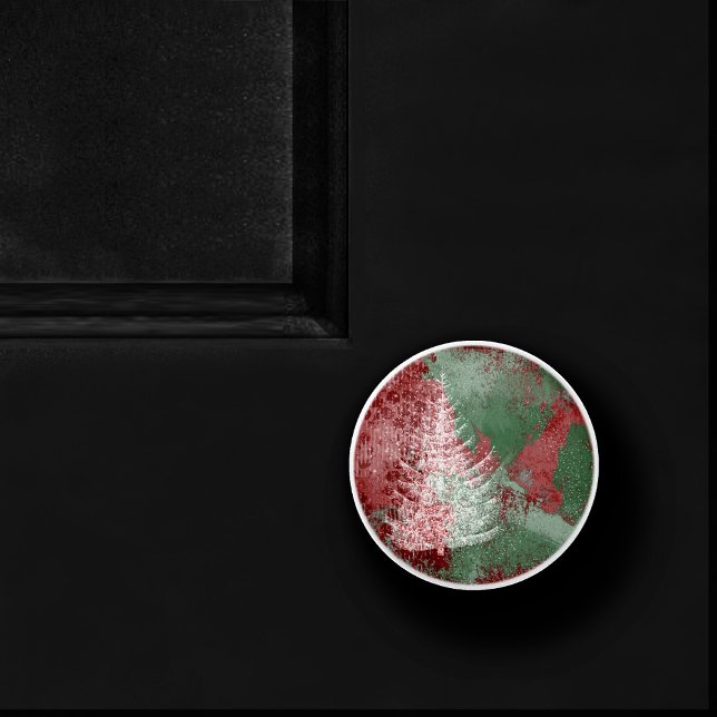 Christmas Grunge | Red Green and White XMas Tree Ceramic Knob (Creator Uploaded)