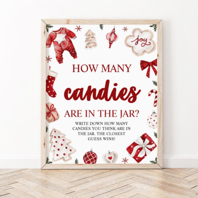 Christmas Guess How Many Candies Baby Shower Game Poster (Creator Uploaded)