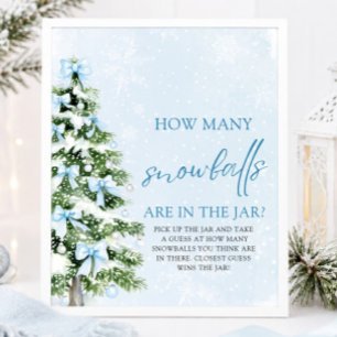 Christmas Guess How Many Snowballs Baby Shower Poster