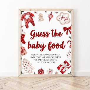 Christmas Guess the Baby Food Baby Shower Game Poster