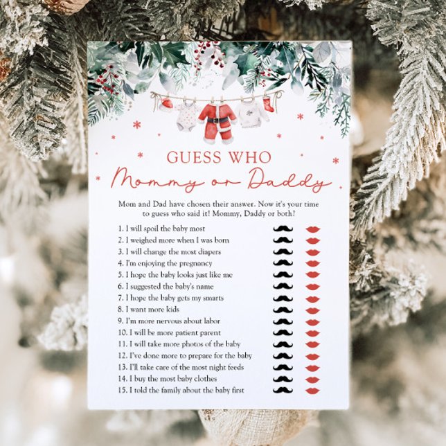 Christmas Guess Who Mum or Dad Baby Shower Game Invitation (Creator Uploaded)