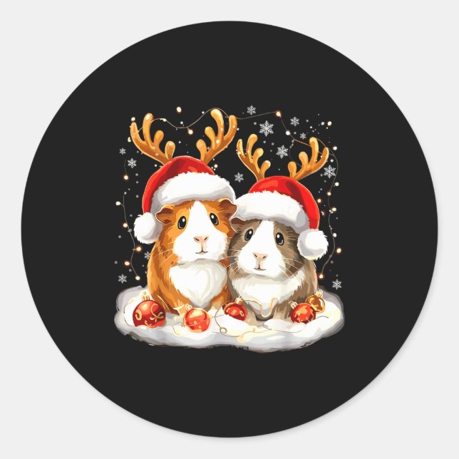 Christmas Guinea G Reindeer Xmas  Classic Round Sticker (Front)