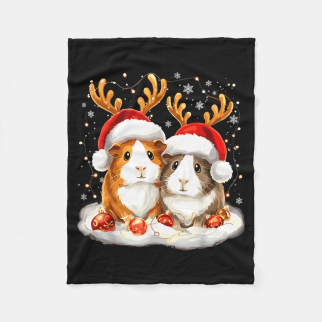 Christmas Guinea G Reindeer Xmas  Fleece Blanket (Front)