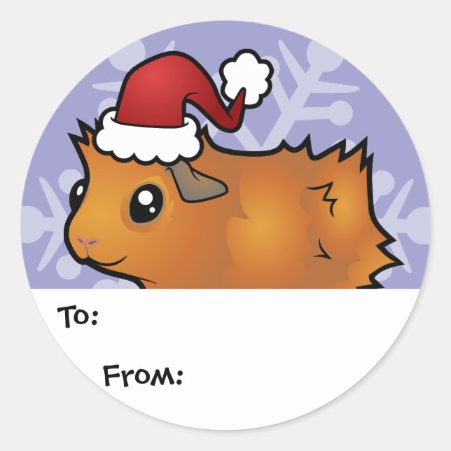 Christmas Guinea Pig Gift Tags (scruffy) (Front)