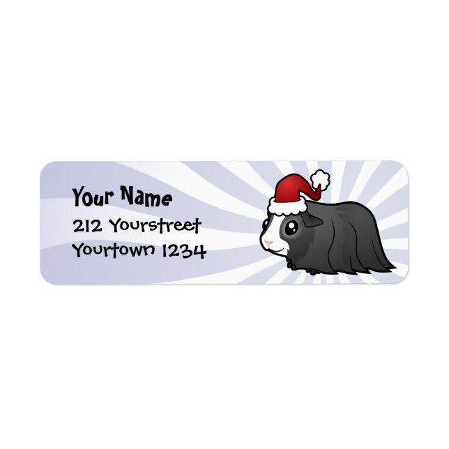 Christmas Guinea Pig (long hair) Return Address Label (Front)