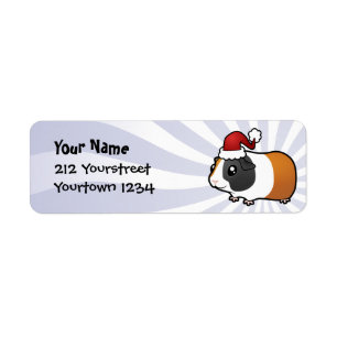 Christmas Guinea Pig (smooth hair) Return Address Label