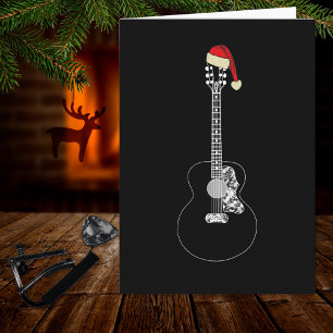 Christmas Guitar cool minimalistic black and white Card
