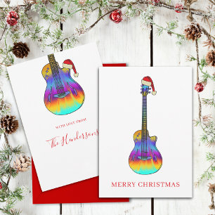 Christmas Guitar cool Psychedelic Holiday Card