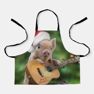 Christmas guitar pig apron