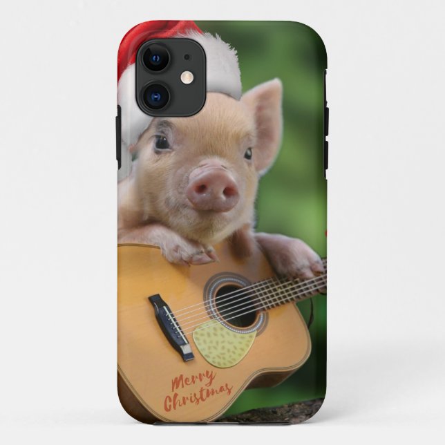 Christmas guitar pig Case-Mate iPhone case (Back)