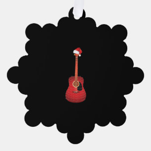 Christmas Guitar santa hat Tree Decoration Card