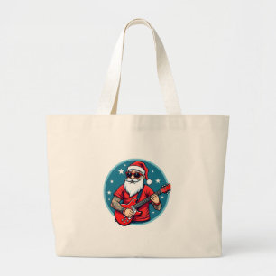 Christmas guitarist  Rockmusic Christmas (1) Large Tote Bag