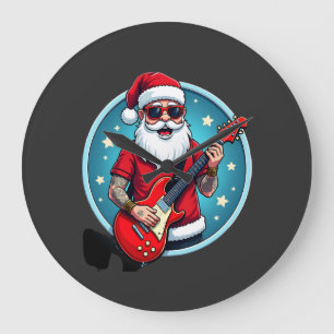 Christmas guitarist Rockmusic Christmas (2) Large Clock