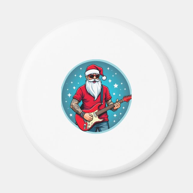 Christmas guitarist  Rockmusic Christmas (2) Magnet (Front)