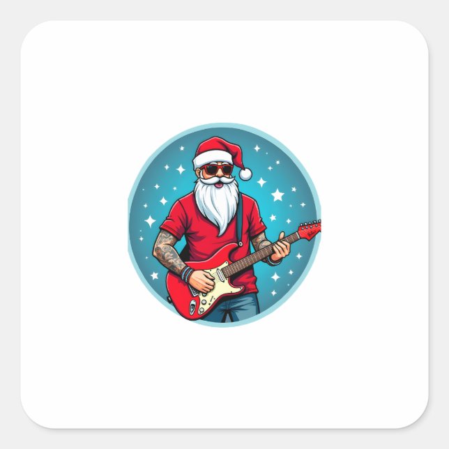 Christmas guitarist  Rockmusic Christmas (2) Square Sticker (Front)