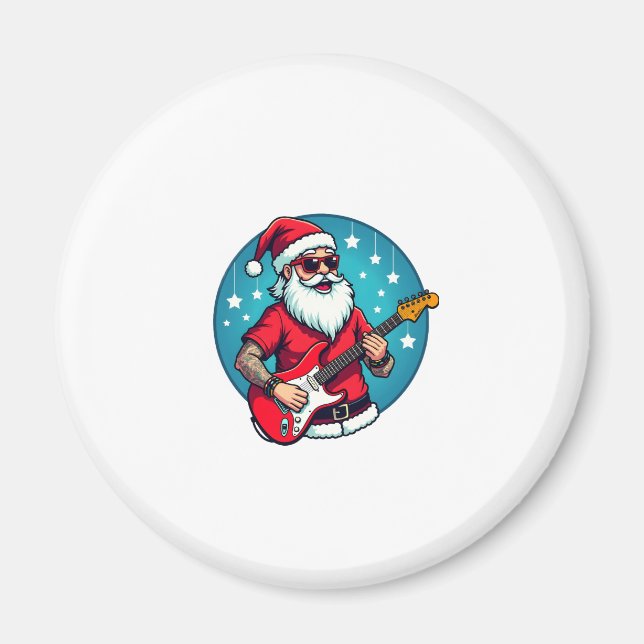 Christmas guitarist  Rockmusic Christmas (3) Magnet (Front)