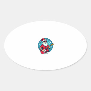 Christmas guitarist  Rockmusic Christmas (3) Oval Sticker