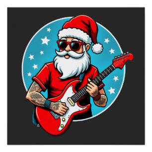 Christmas guitarist Rockmusic Christmas (3) Poster