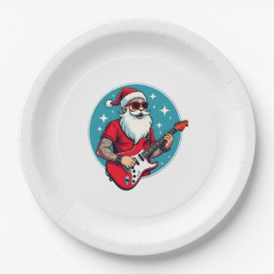 Christmas guitarist  Rockmusic Christmas Paper Plate