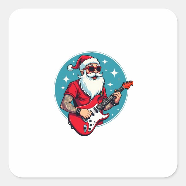 Christmas guitarist  Rockmusic Christmas Square Sticker (Front)