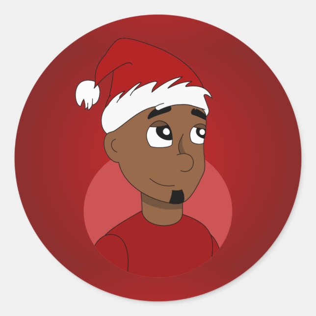 Christmas guy cartoon classic round sticker (Front)