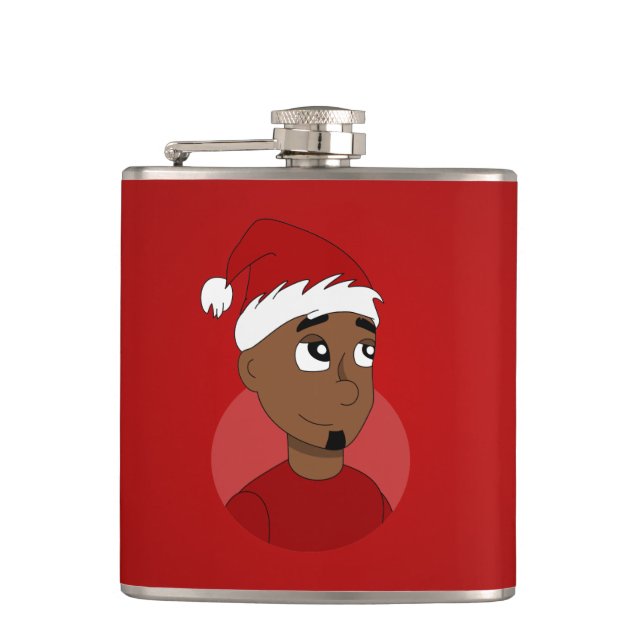 Christmas guy cartoon hip flask (Front)