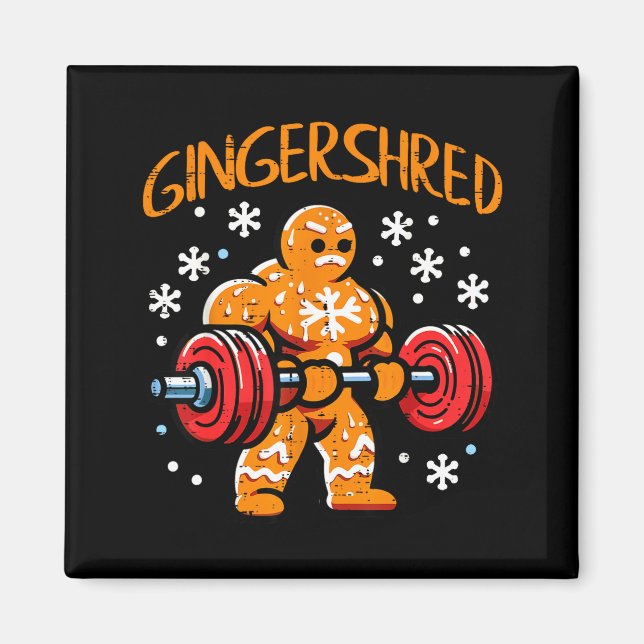 Christmas Gym Gingerbread Gingershred Xmas Workout Magnet (Front)