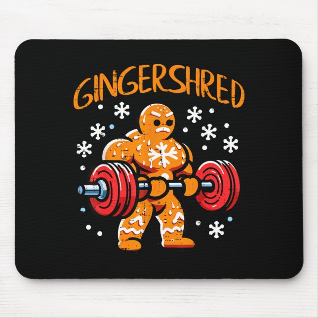 Christmas Gym Gingerbread Gingershred Xmas Workout Mouse Pad (Front)